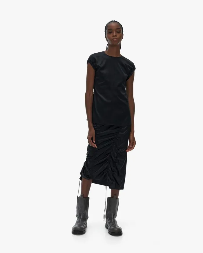 Tops Women Helmut Lang Ruched Satin Top Black