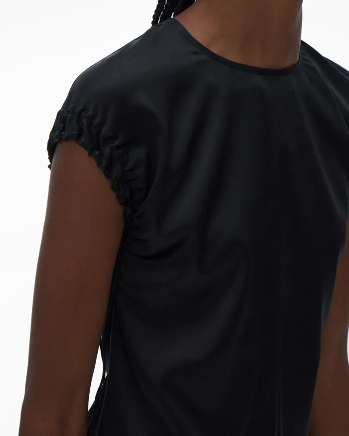 Tops Women Helmut Lang Ruched Satin Top Black