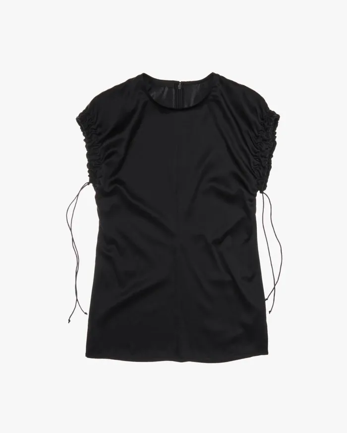Tops Women Helmut Lang Ruched Satin Top Black