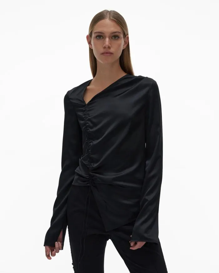 Tops Women Helmut Lang Ruched Top Black