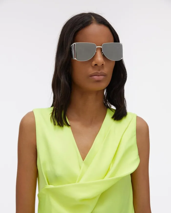 Tops Women Helmut Lang Satin Knot Twist Top Neon Yellow