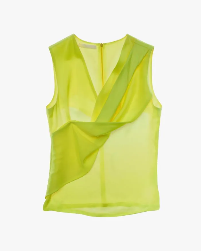 Tops Women Helmut Lang Satin Knot Twist Top Neon Yellow