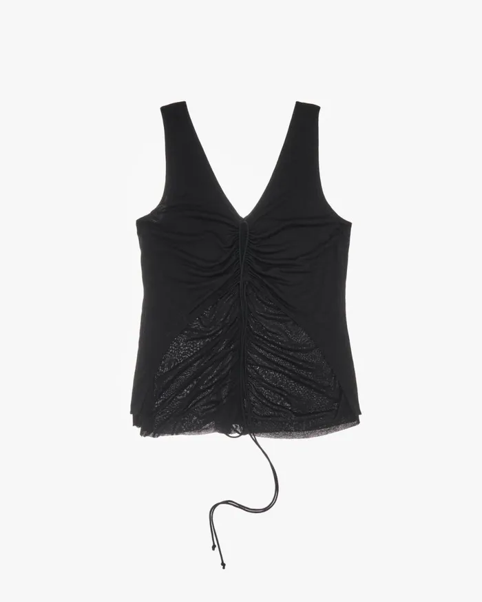 Tops Women Helmut Lang Scala Ruched Top Basalt Black