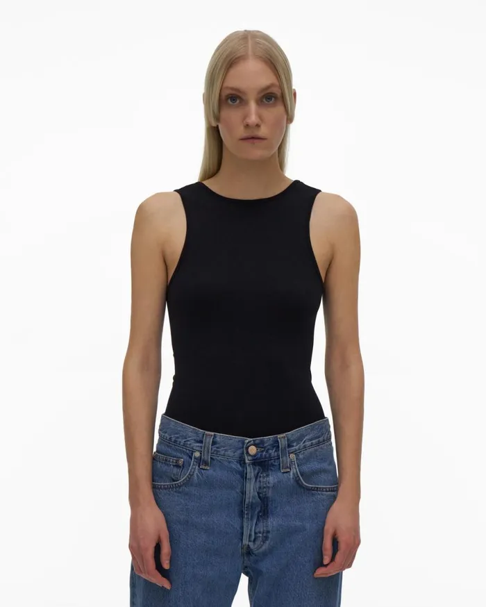 Tops Women Helmut Lang ScoopNeck Bodysuit Black