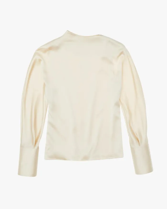 Tops Women Helmut Lang Silk LongSleeve Top Sea Pearl