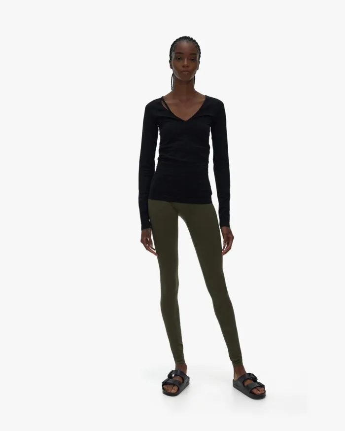 Tops Women Helmut Lang Slash V Neck Top Black