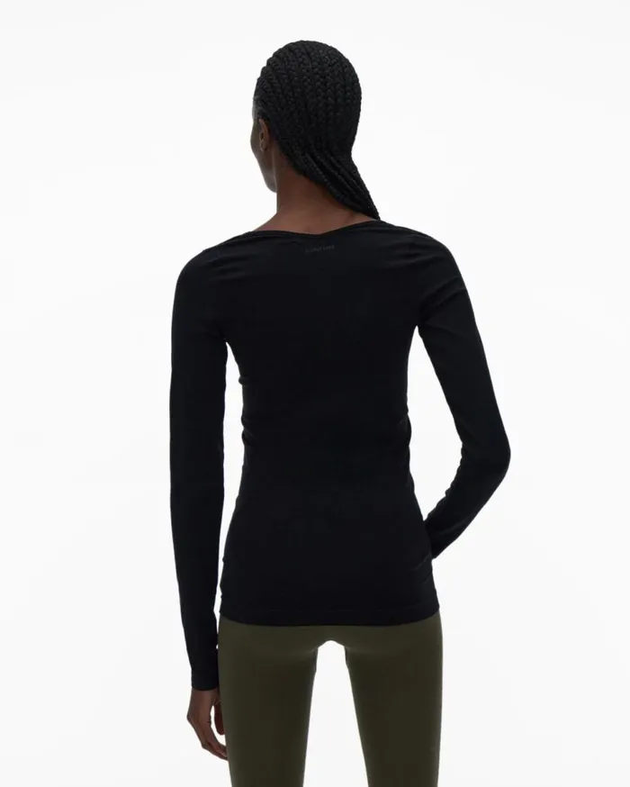 Tops Women Helmut Lang Slash V Neck Top Black