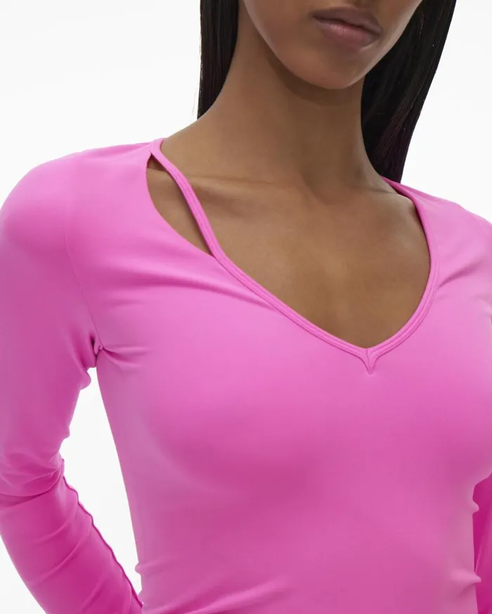 Tops Women Helmut Lang Slash V Neck Top Disco Pink