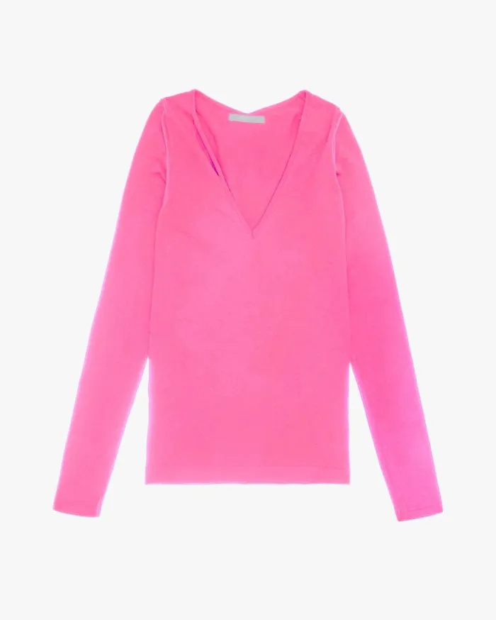Tops Women Helmut Lang Slash V Neck Top Disco Pink