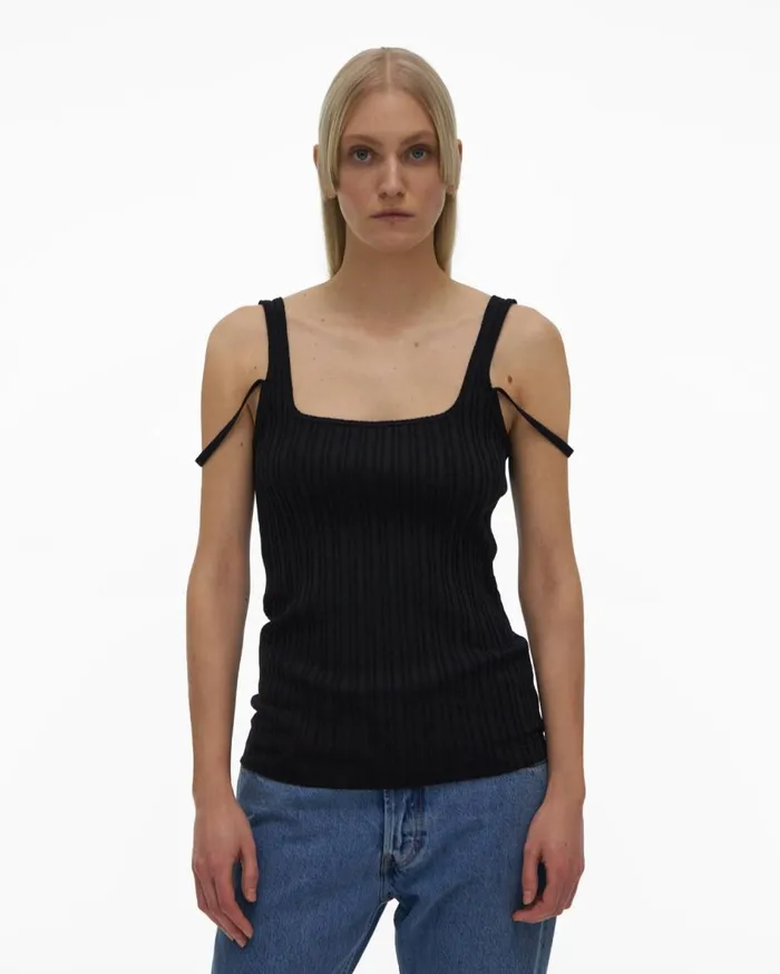 Tops Women Helmut Lang SquareNeck Tank Black