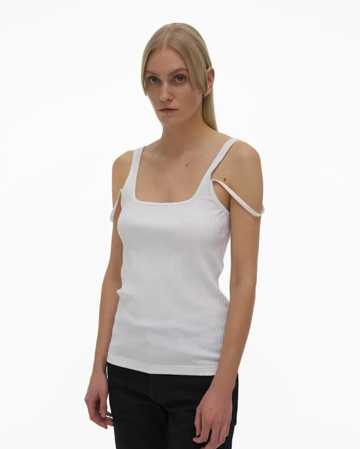 Tops Women Helmut Lang SquareNeck Tank White