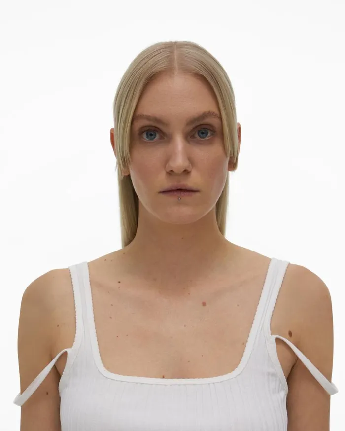 Tops Women Helmut Lang SquareNeck Tank White