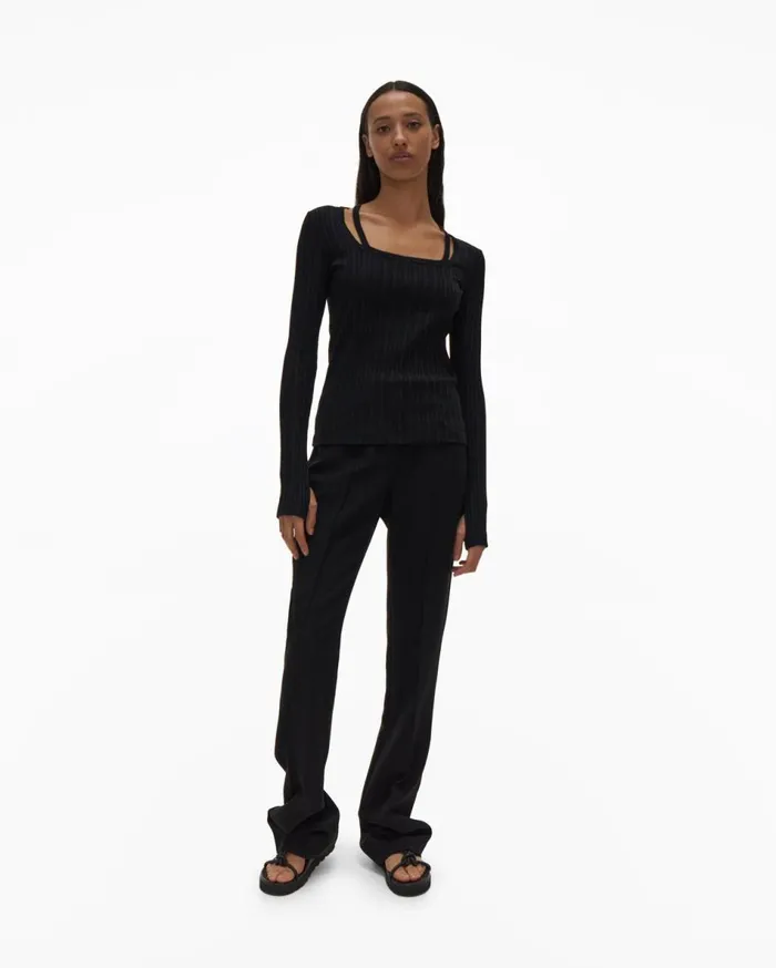 Tops Women Helmut Lang Square Neck Top Black