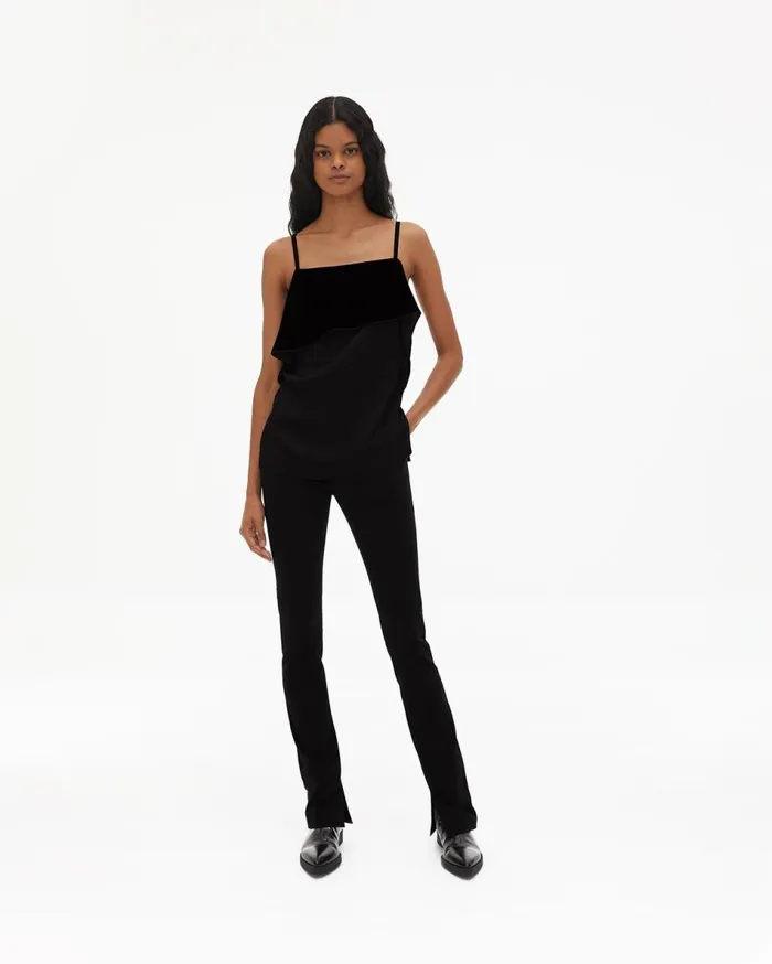 Tops Women Helmut Lang Velvet Layer Slip Top Black