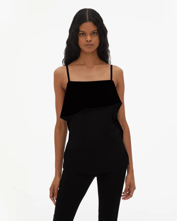 Tops Women Helmut Lang Velvet Layer Slip Top Black