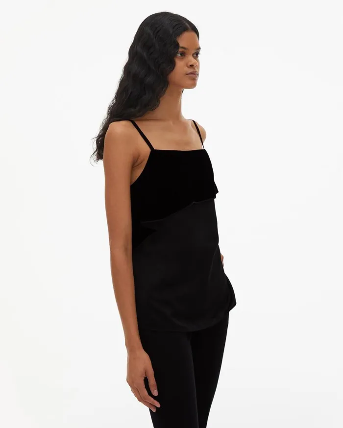 Tops Women Helmut Lang Velvet Layer Slip Top Black