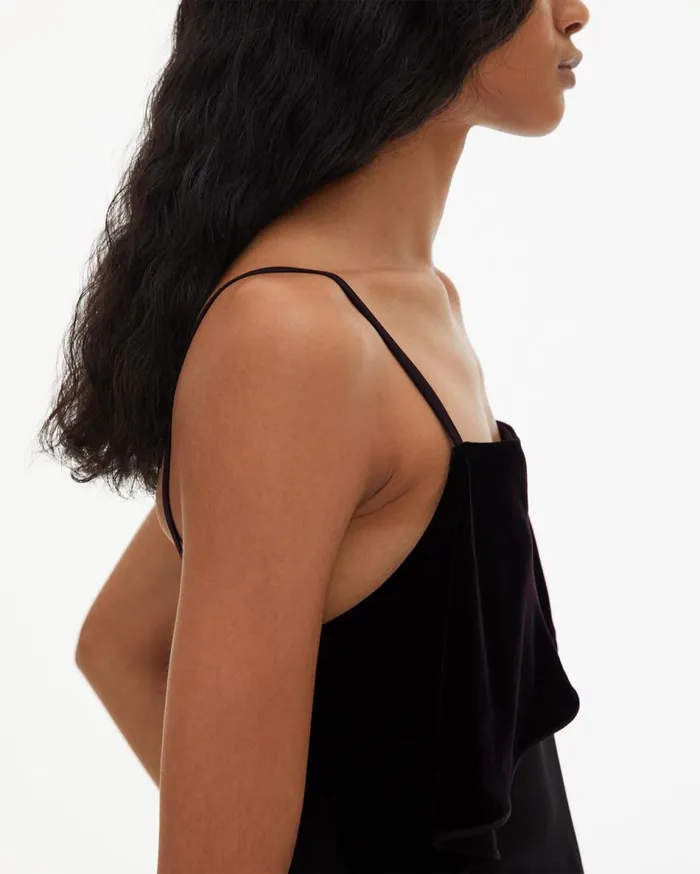 Tops Women Helmut Lang Velvet Layer Slip Top Black