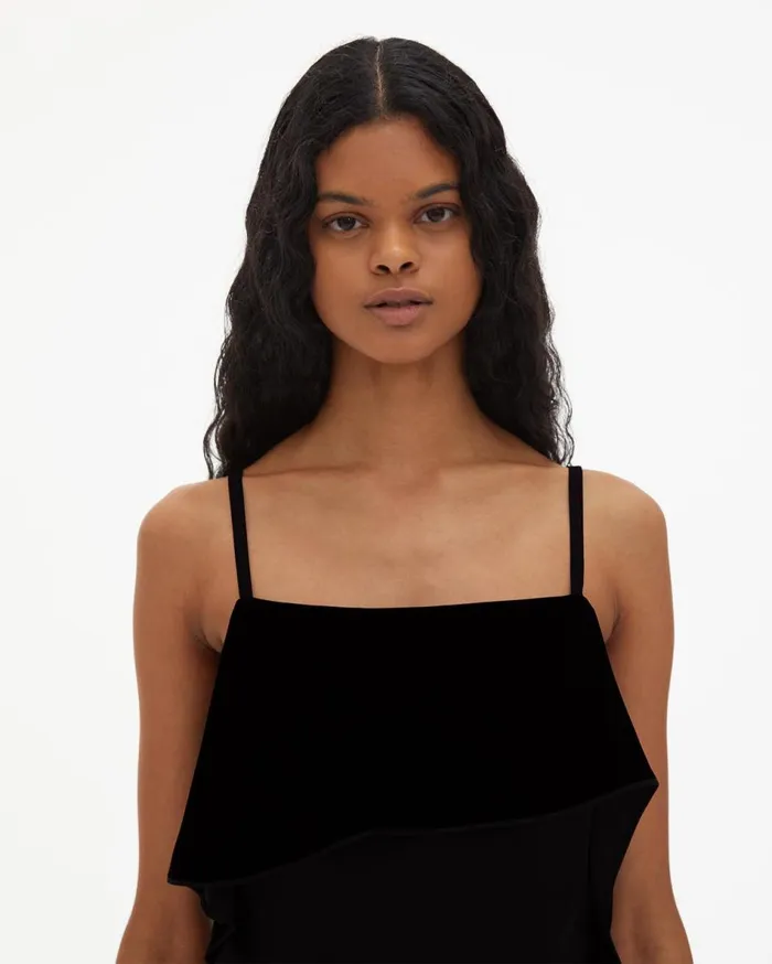 Tops Women Helmut Lang Velvet Layer Slip Top Black