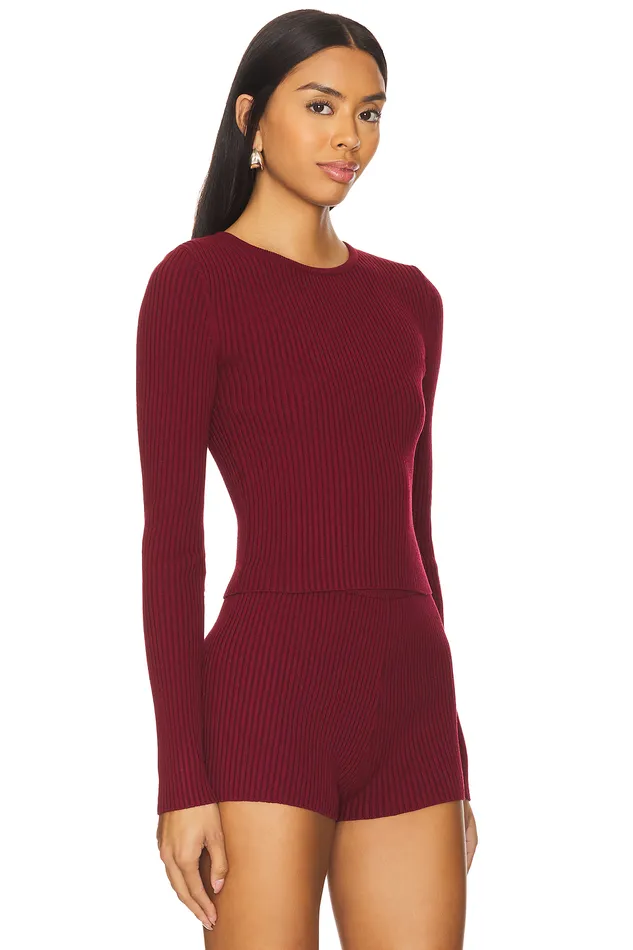 Tops Women Lovers and Friends Aine Knit Crewneck Burgundy Tops Women Lovers and Friends Aine Knit Crewneck Burgundy