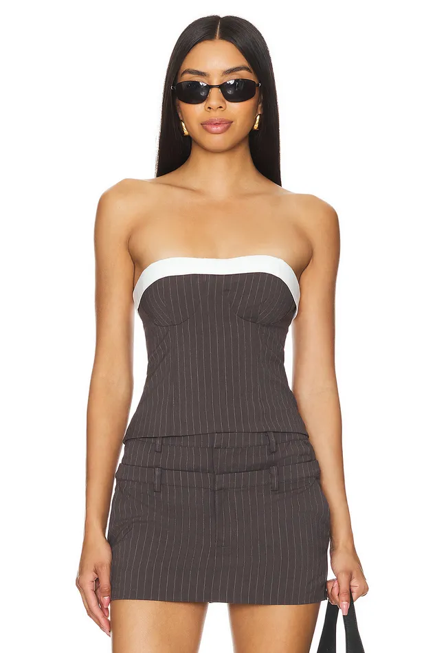Tops Women Lovers and Friends Ashley Top Grey Pinstripe