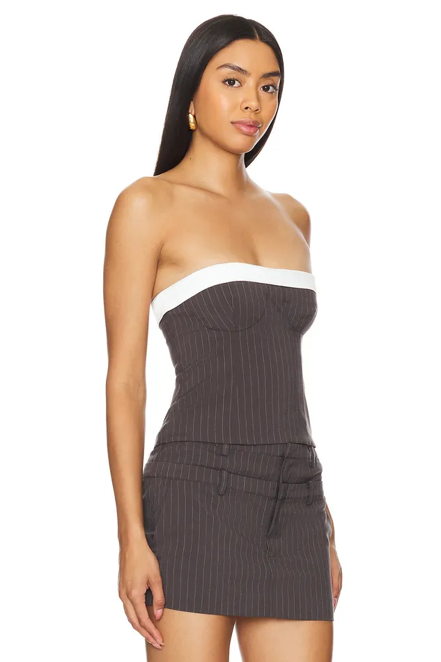 Tops Women Lovers and Friends Ashley Top Grey Pinstripe Tops Women Lovers and Friends Ashley Top Grey Pinstripe