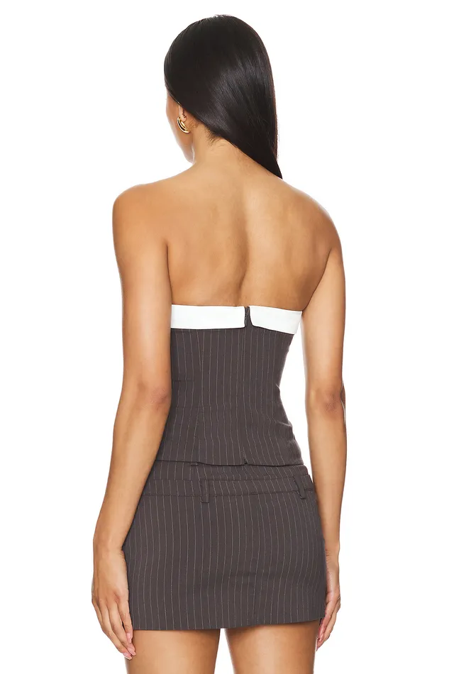 Tops Women Lovers and Friends Ashley Top Grey Pinstripe Tops Women Lovers and Friends Ashley Top Grey Pinstripe