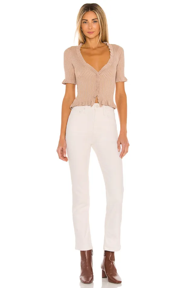 Tops Women Lovers and Friends Carissa Ruffle Sweater Nude Tops Women Lovers and Friends Carissa Ruffle Sweater Nude
