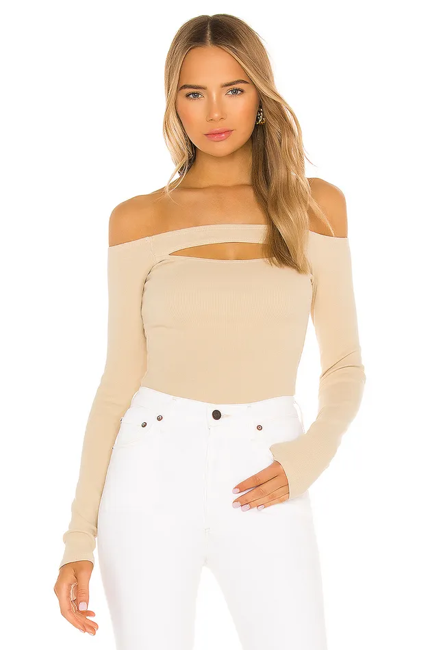 Tops Women Lovers and Friends Cut Out Off Shoulder Top Nude
