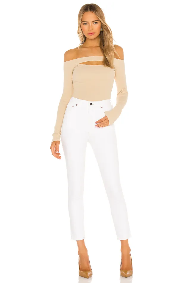 Tops Women Lovers and Friends Cut Out Off Shoulder Top Nude Tops Women Lovers and Friends Cut Out Off Shoulder Top Nude
