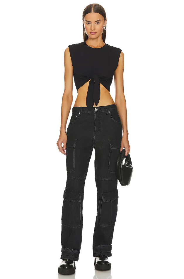 Tops Women Lovers and Friends Cybil Tie Front Top Black Tops Women Lovers and Friends Cybil Tie Front Top Black