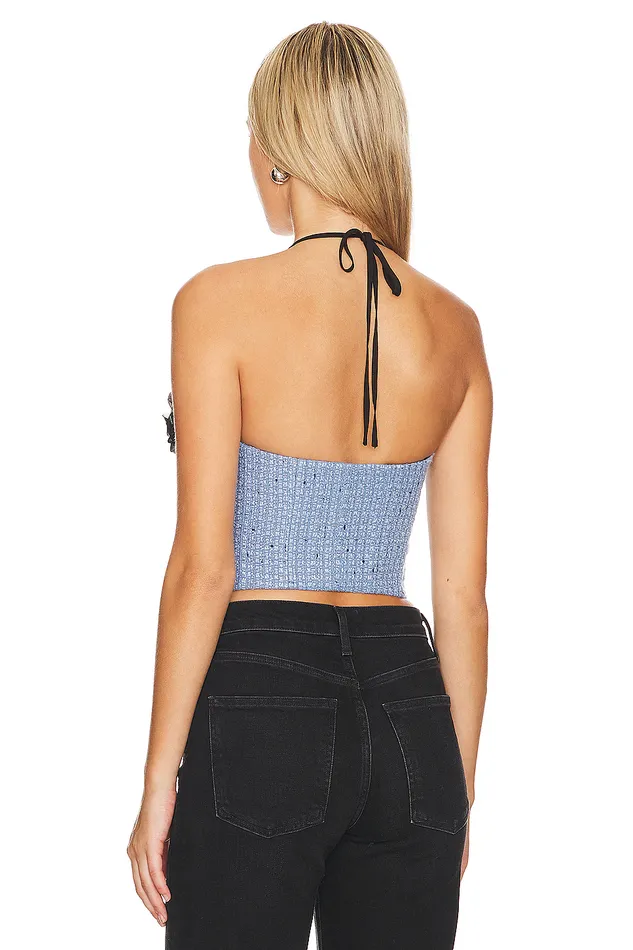 Tops Women Lovers and Friends Domino Bustier Top Blue Tweed Tops Women Lovers and Friends Domino Bustier Top Blue Tweed