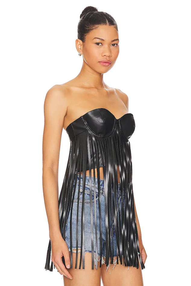 Tops Women Lovers and Friends Dutton Faux Leather Top Black Tops Women Lovers and Friends Dutton Faux Leather Top Black