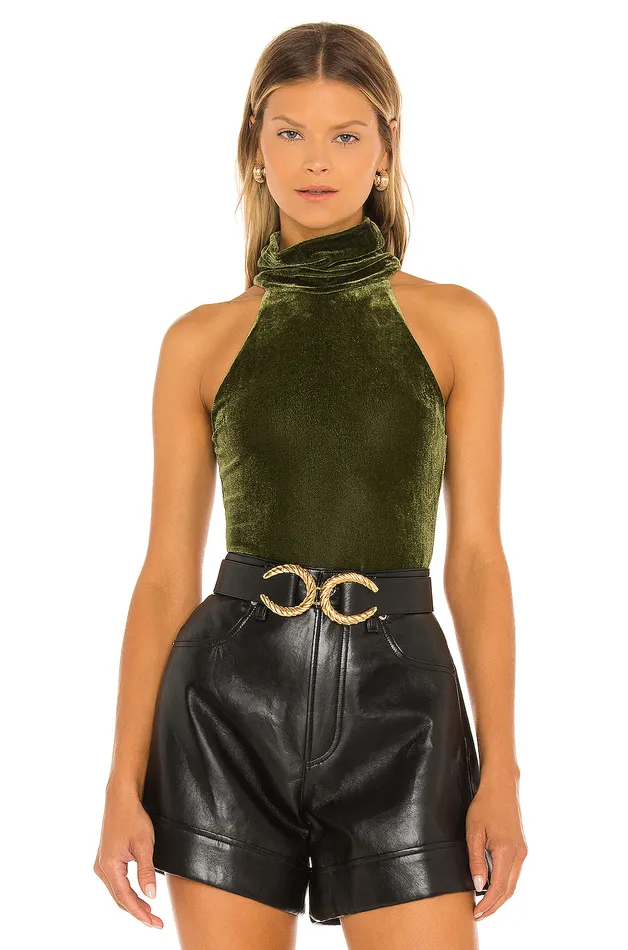 Tops Women Lovers and Friends Ellen Bodysuit Dark Green