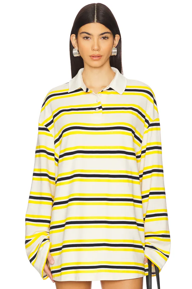 Tops Women Lovers and Friends Erin Polo Yellow Stripe