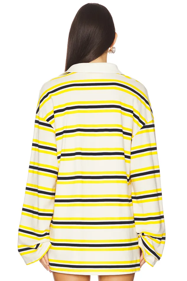 Tops Women Lovers and Friends Erin Polo Yellow Stripe Tops Women Lovers and Friends Erin Polo Yellow Stripe