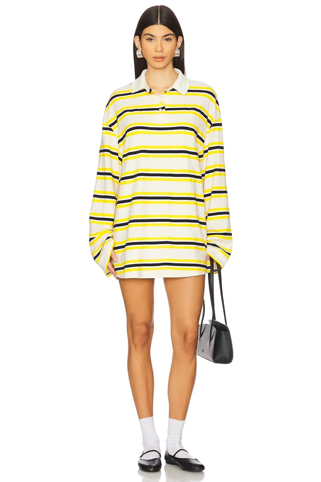 Tops Women Lovers and Friends Erin Polo Yellow Stripe Tops Women Lovers and Friends Erin Polo Yellow Stripe