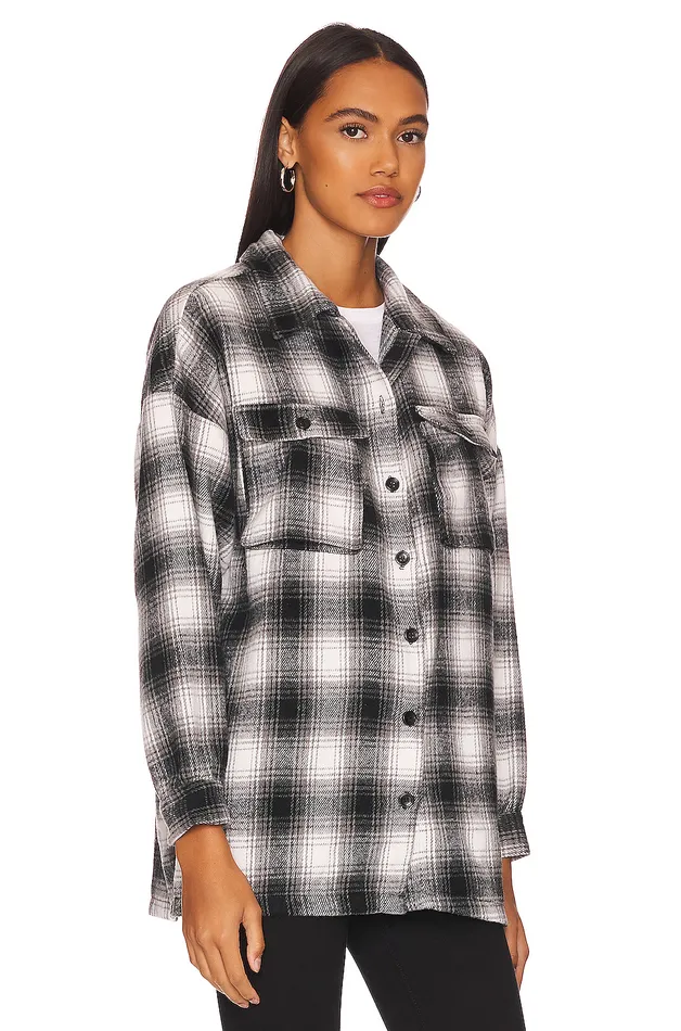 Tops Women Lovers and Friends Harlow Flannel Shacket Black and White Tops Women Lovers and Friends Harlow Flannel Shacket Black and White