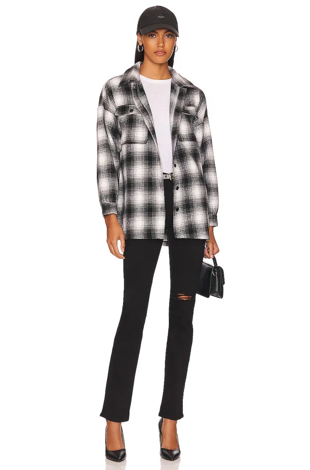 Tops Women Lovers and Friends Harlow Flannel Shacket Black and White Tops Women Lovers and Friends Harlow Flannel Shacket Black and White