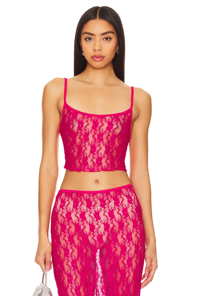 Tops Women Lovers and Friends Lia Sheer Tank Top Hot Pink