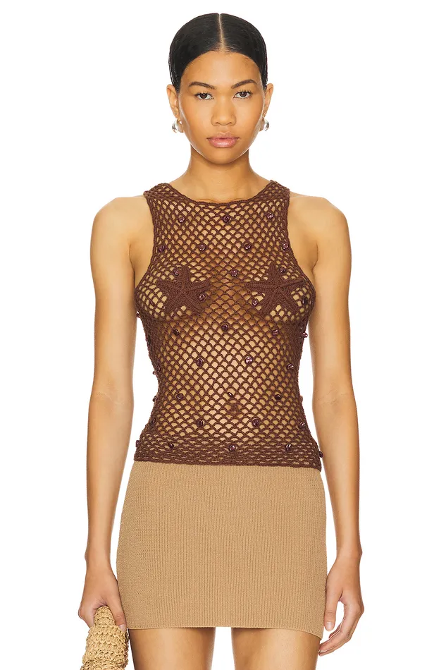 Tops Women Lovers and Friends Ottavia Crochet Top Brown