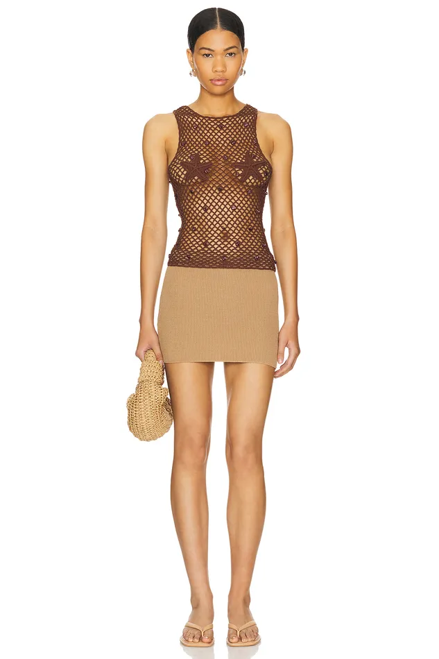 Tops Women Lovers and Friends Ottavia Crochet Top Brown Tops Women Lovers and Friends Ottavia Crochet Top Brown
