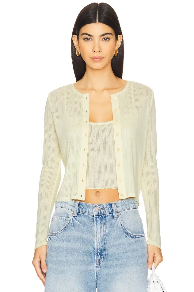 Tops Women Lovers and Friends Presley Cardigan Butter Yellow