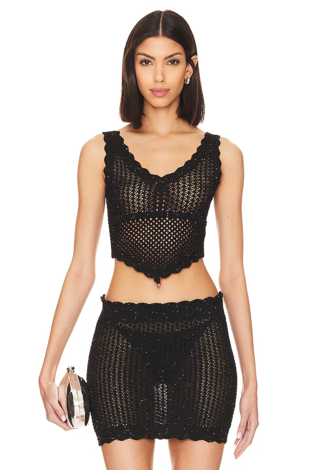 Tops Women Lovers and Friends Renata Knit Shimmer Top Black