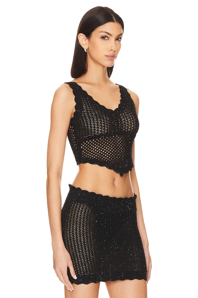 Tops Women Lovers and Friends Renata Knit Shimmer Top Black Tops Women Lovers and Friends Renata Knit Shimmer Top Black