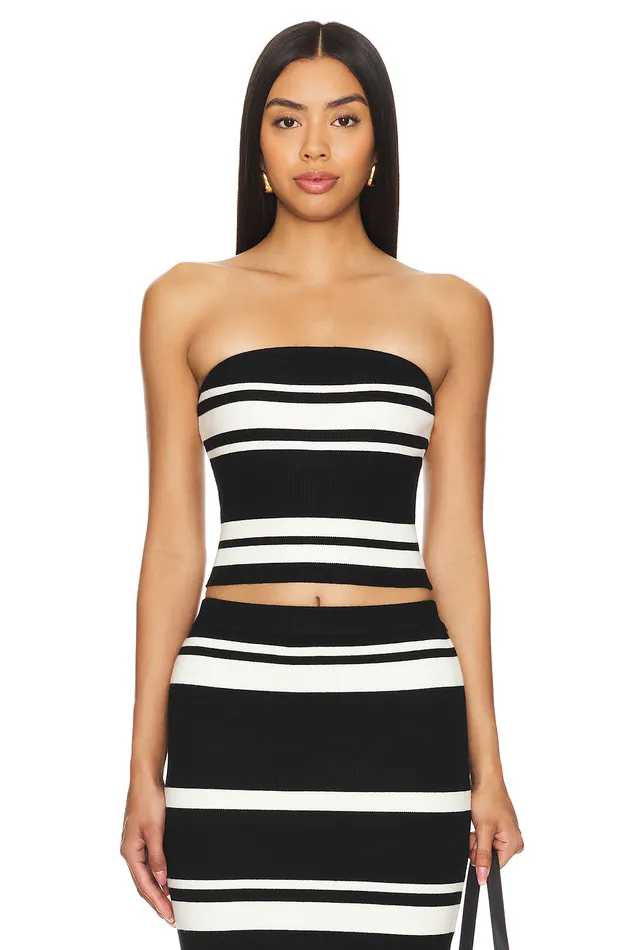 Tops Women Lovers and Friends Seren Tube Top Black and White