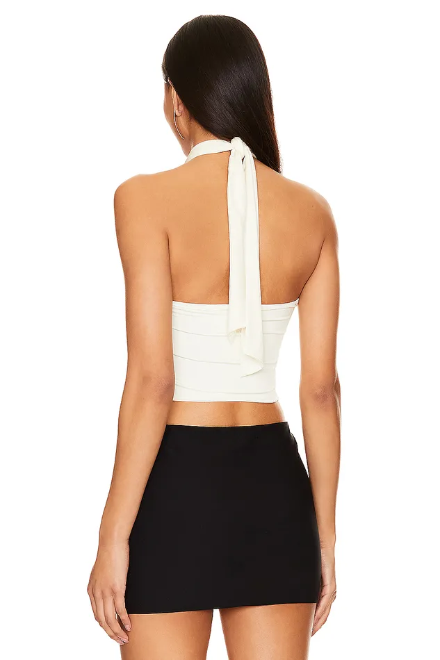 Tops Women Lovers and Friends Sophia Wrap Halter White Tops Women Lovers and Friends Sophia Wrap Halter White