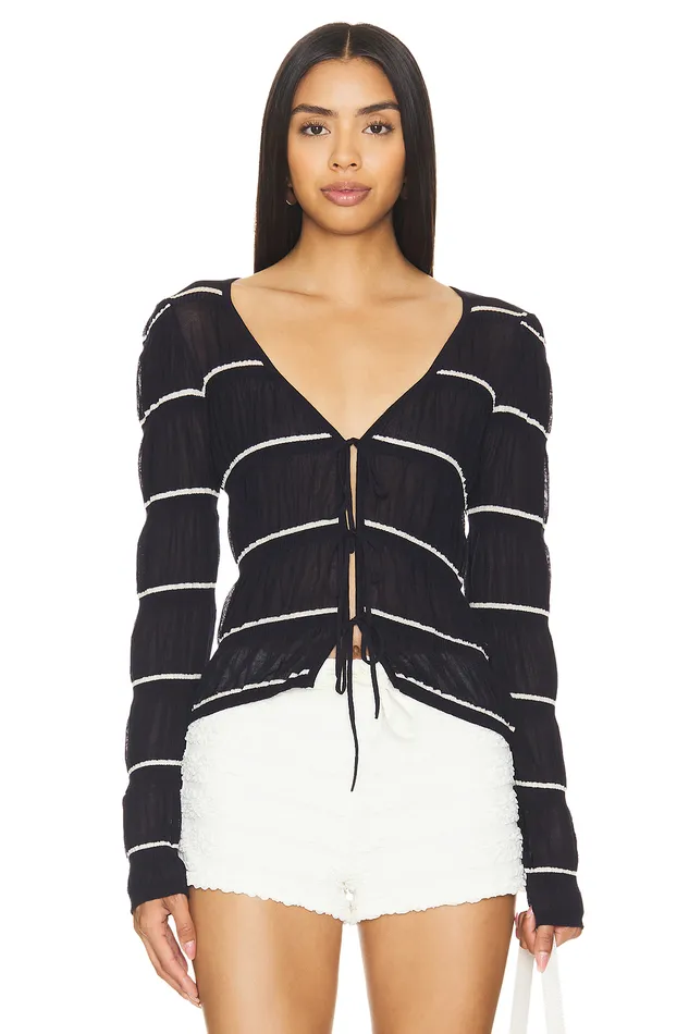 Tops Women Lovers and Friends Tanya Cardigan Ivory and Navy