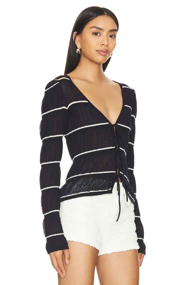 Tops Women Lovers and Friends Tanya Cardigan Ivory and Navy Tops Women Lovers and Friends Tanya Cardigan Ivory and Navy