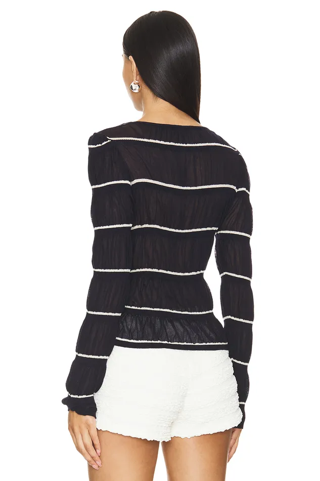 Tops Women Lovers and Friends Tanya Cardigan Ivory and Navy Tops Women Lovers and Friends Tanya Cardigan Ivory and Navy