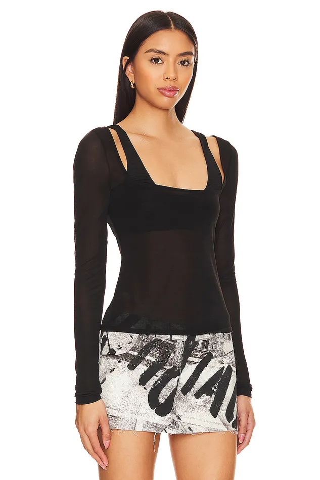 Tops Women Lovers and Friends Ula Sheer Top Black Tops Women Lovers and Friends Ula Sheer Top Black